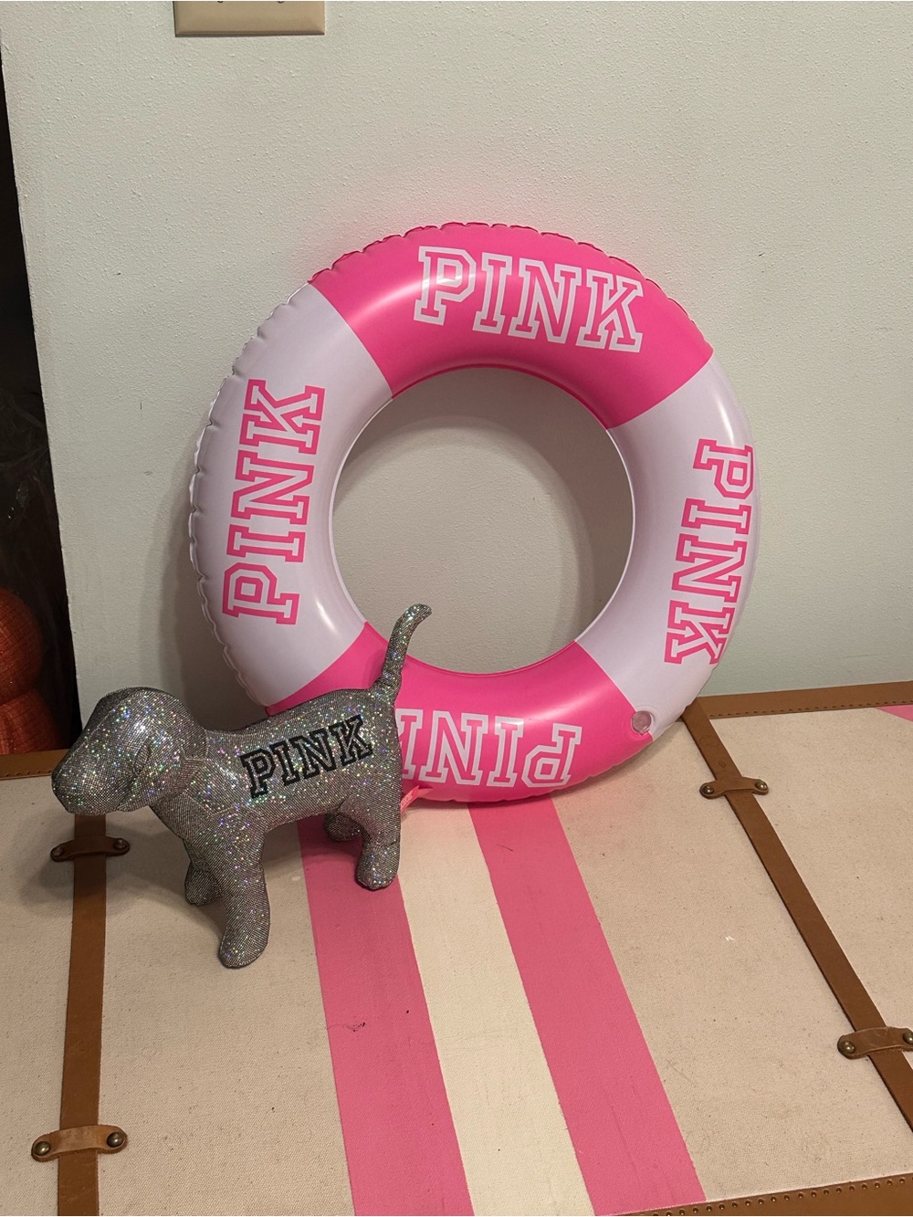 PINK Victoria's Secret Two-Tone Pink Inflatable Pool Tube/ store display